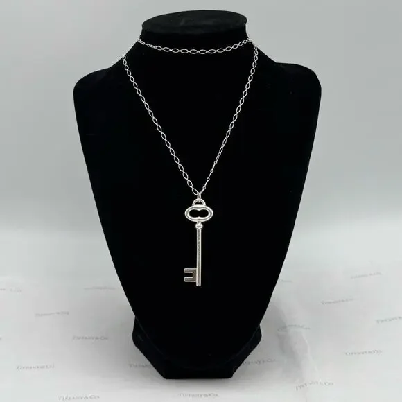 Tiffany & Co. Large Key Pendant Necklace Sterling Silver 925 Gift Box Authentic - Picture 4 of 12